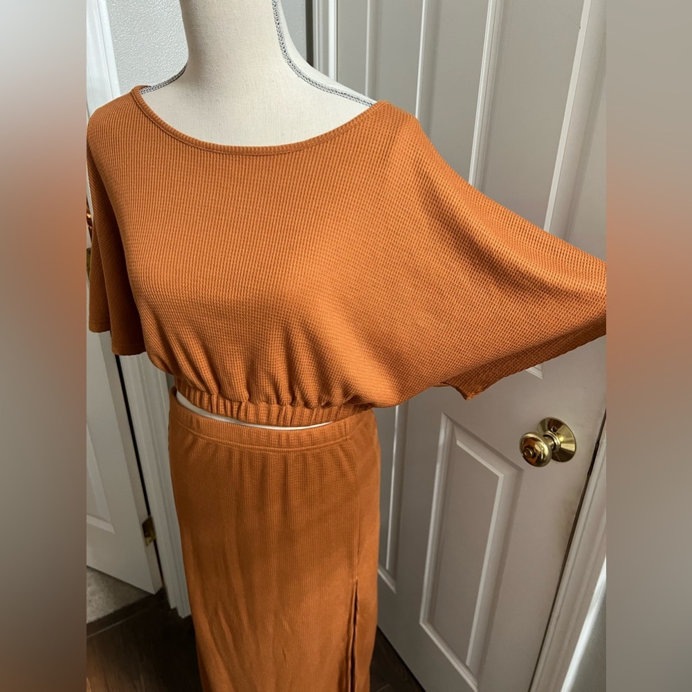 Two Piece Matching Top and Skirt Brownish/Orange
